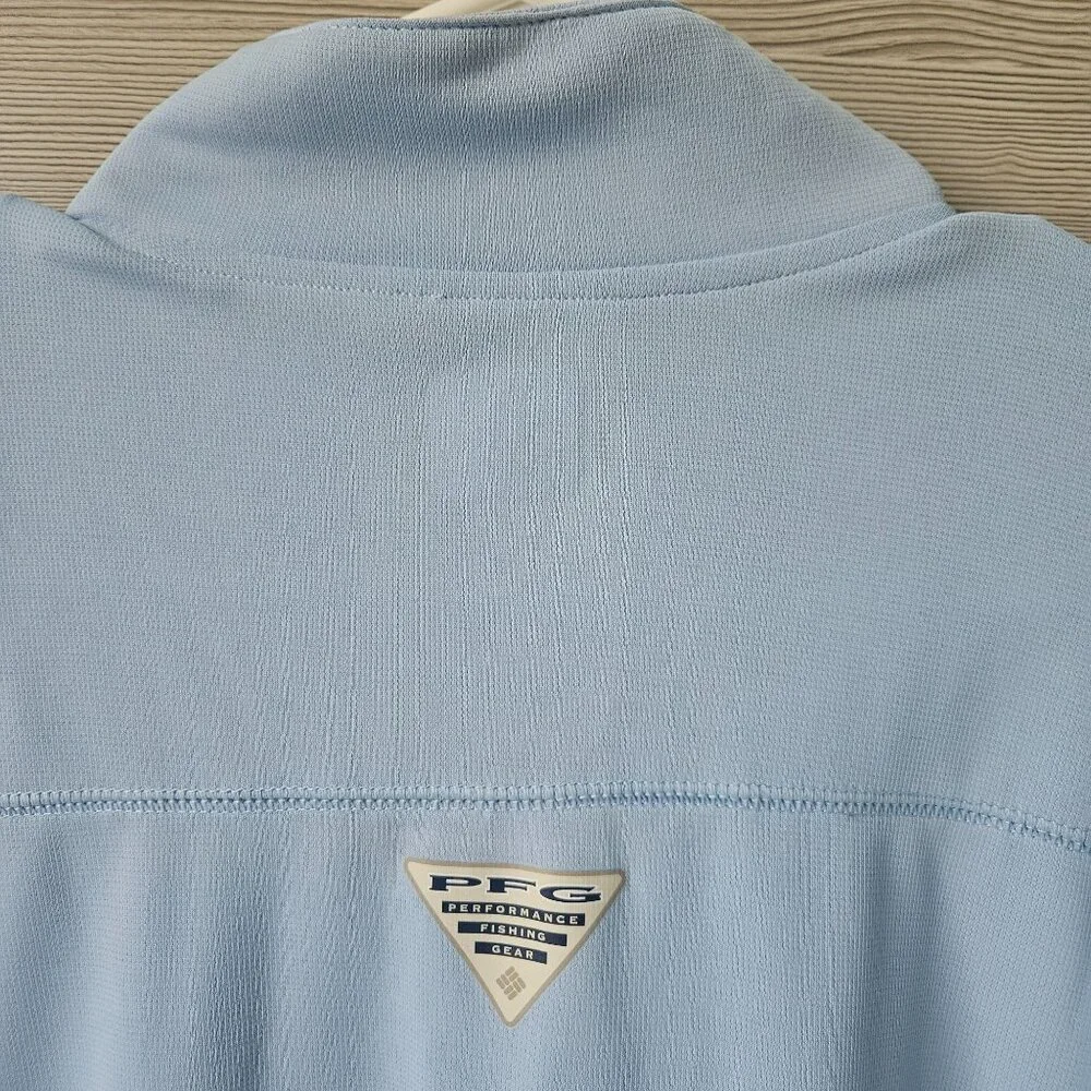Columbia Mens Blood N Guts LS Tee Omni Shield Shade UPF 30 Light Blue Size M NEW - Picture 14 of 16